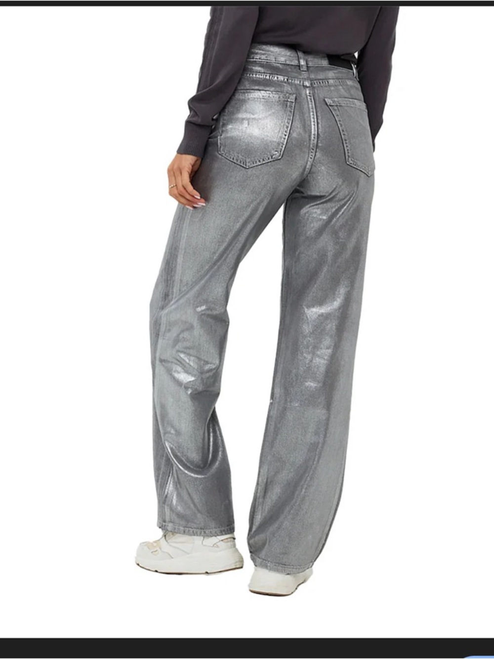 Justice Metallic Silver Wide-Leg Jeans - Picture 2 of 12